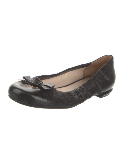 Prada Signature Logo Leather Ballet Flats