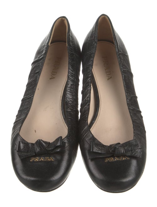 Prada Signature Logo Leather Ballet Flats