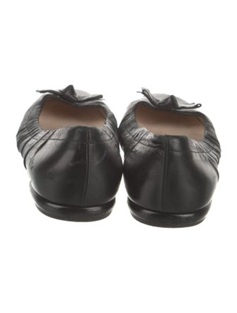 Prada Signature Logo Leather Ballet Flats