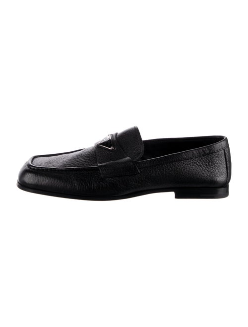 Prada Enameled Metal Triangle Leather Monk Straps