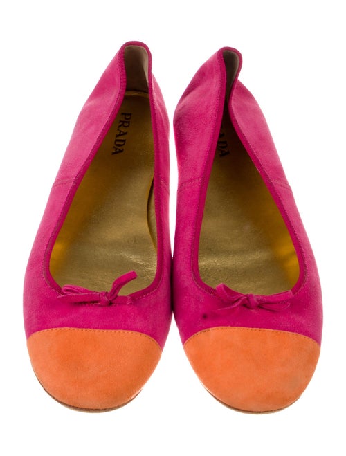 Prada Suede Colorblock Pattern Ballet Flats