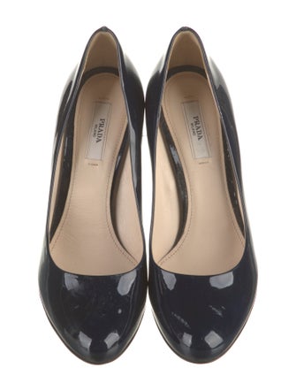 Prada Patent Leather Leather Trim Embellishment Pumps