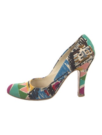 Prada Canvas Printed Pumps