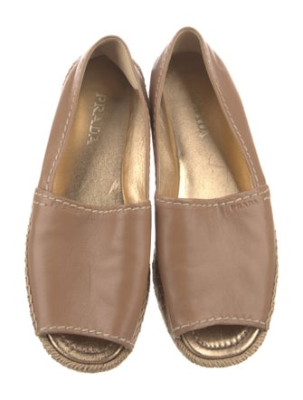 Prada Leather Embroidered Accent Espadrilles