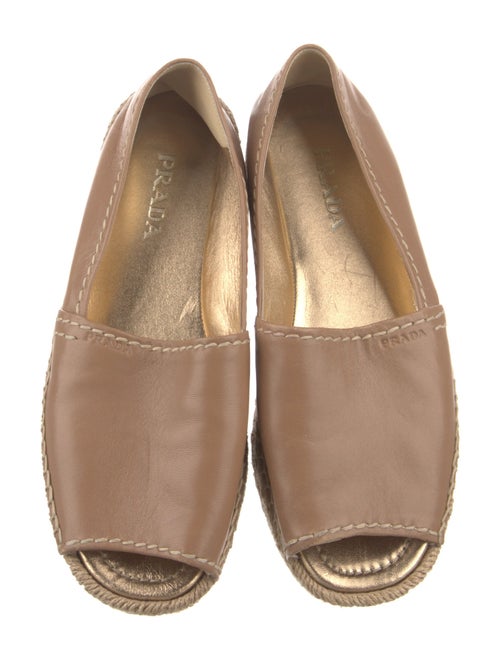 Prada Leather Embroidered Accent Espadrilles