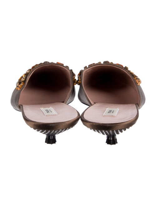 Prada Satin Crystal Embellishments Mules