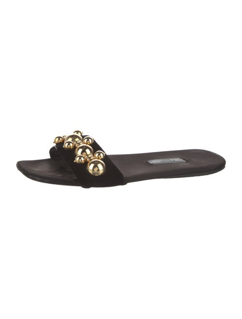 Prada Velvet Beaded Accents Slides