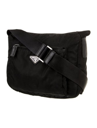 Prada Enameled Metal Triangle Messenger Bag