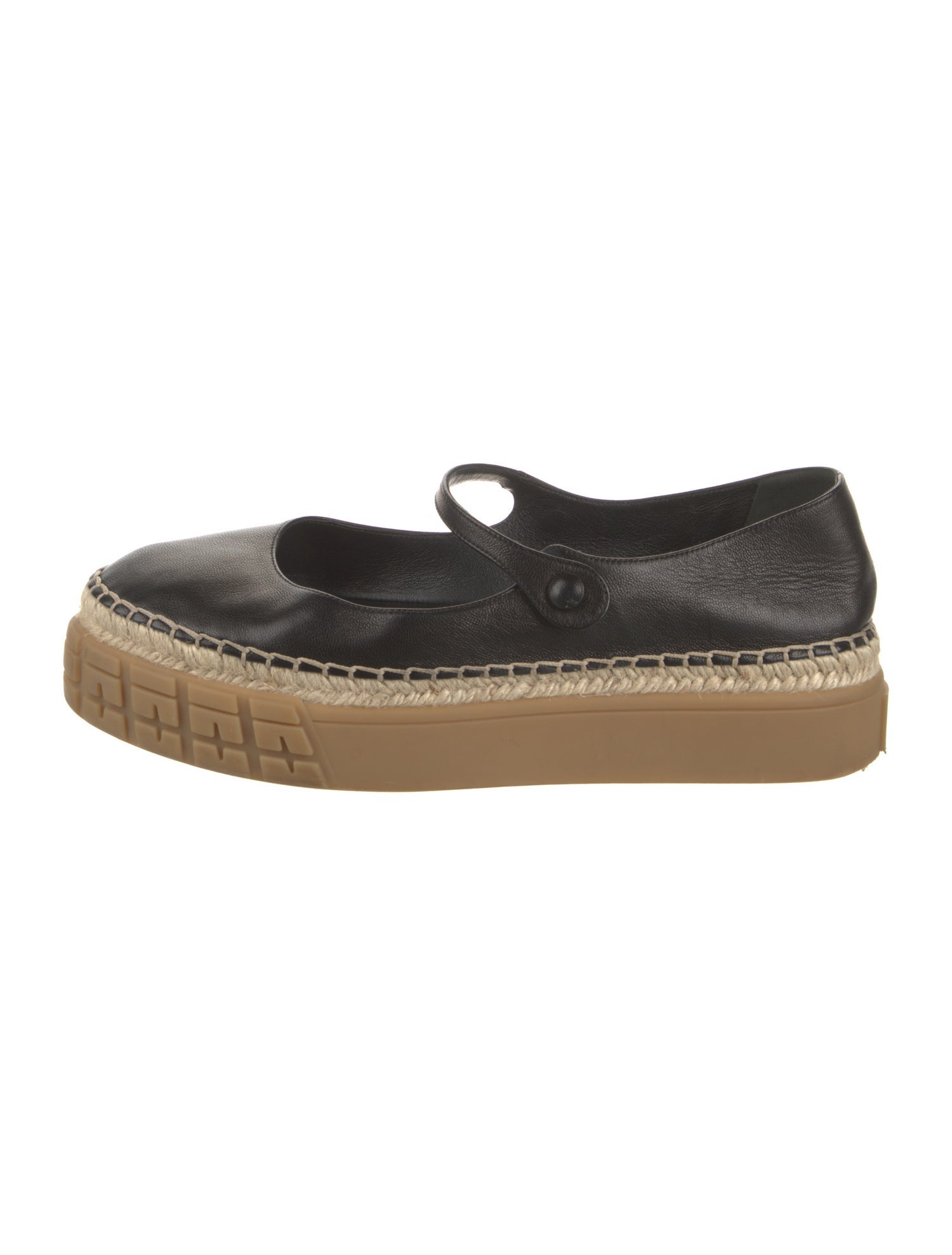 Prada Leather Embroidered Accent Mary Jane Flats