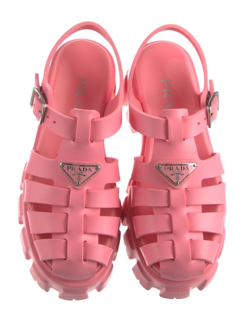 Prada Enameled Metal Triangle Slingback Sandals