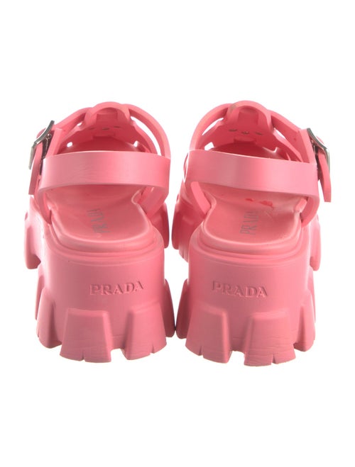 Prada Enameled Metal Triangle Slingback Sandals