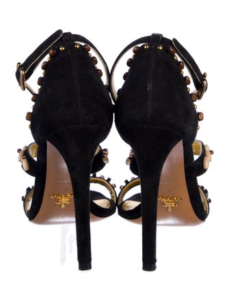 Prada Suede Studded Accents Sandals