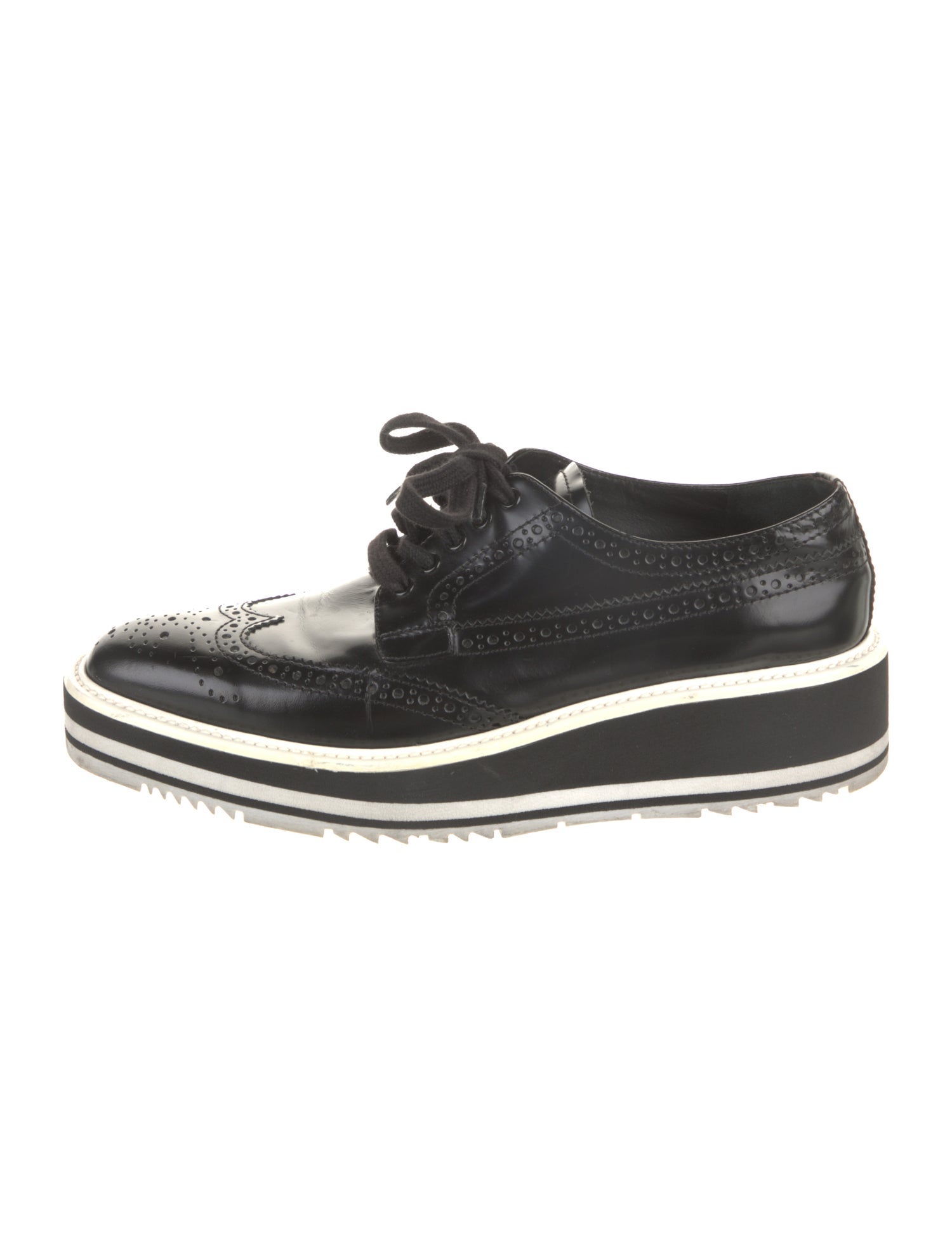 Prada Patent Leather Lasercut Accents Sneakers