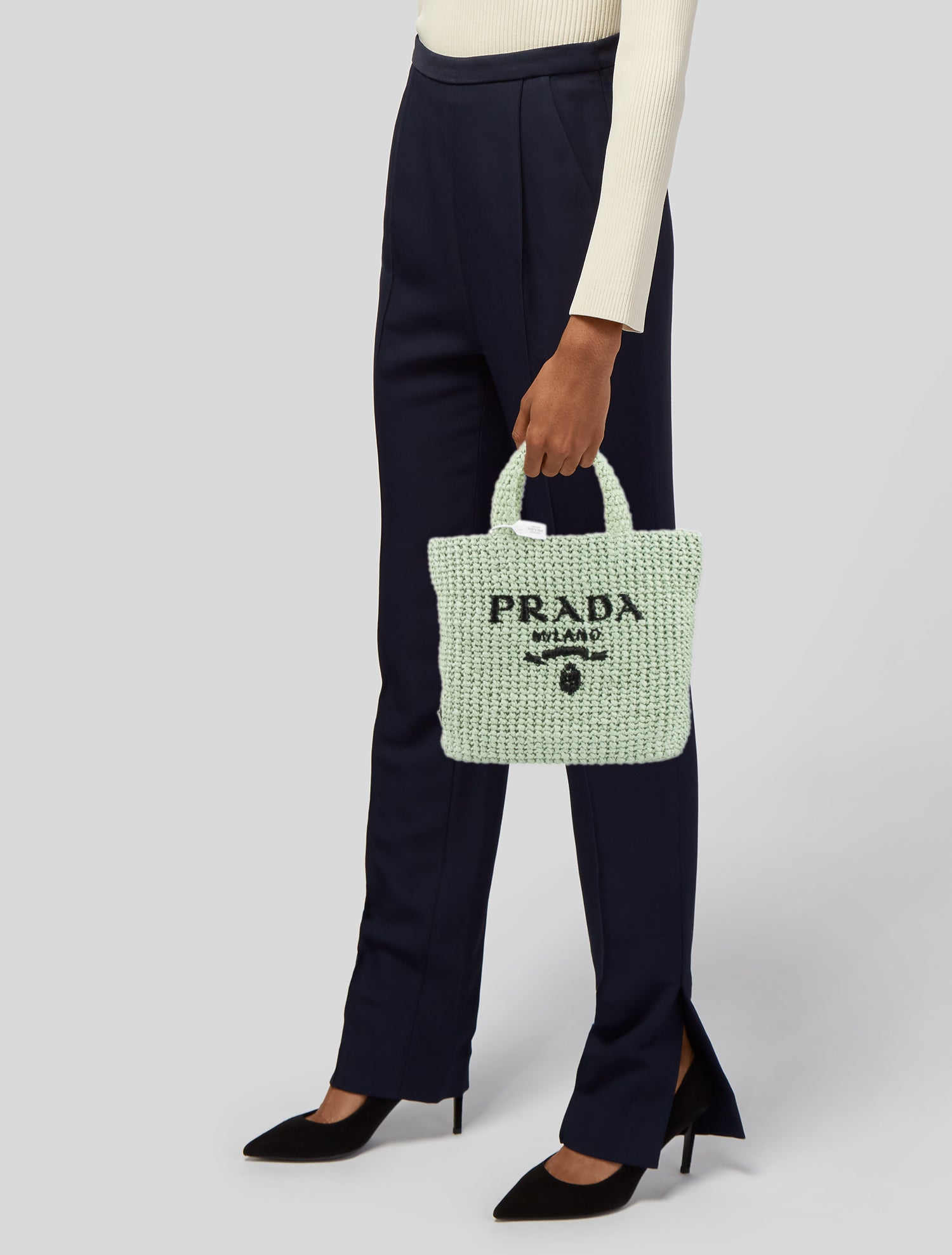 Prada Enameled Metal Triangle Tote Small 2023 w/ Tags