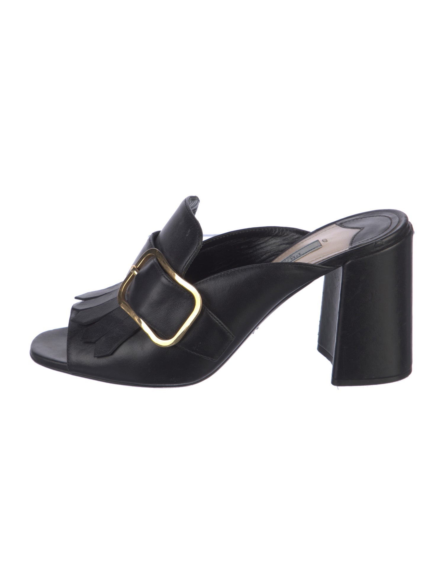 Prada Leather Pleated Accents Slides