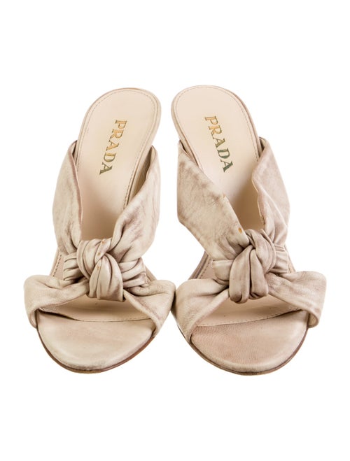 Prada Leather Pleated Accents Slides