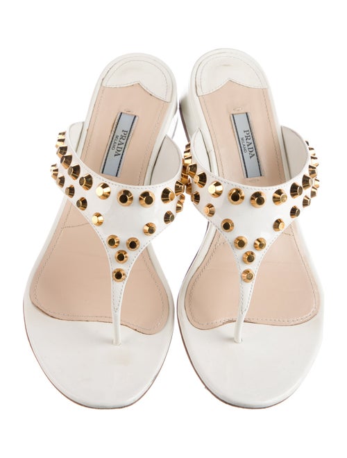 Prada Patent Leather Studded Accents Slides