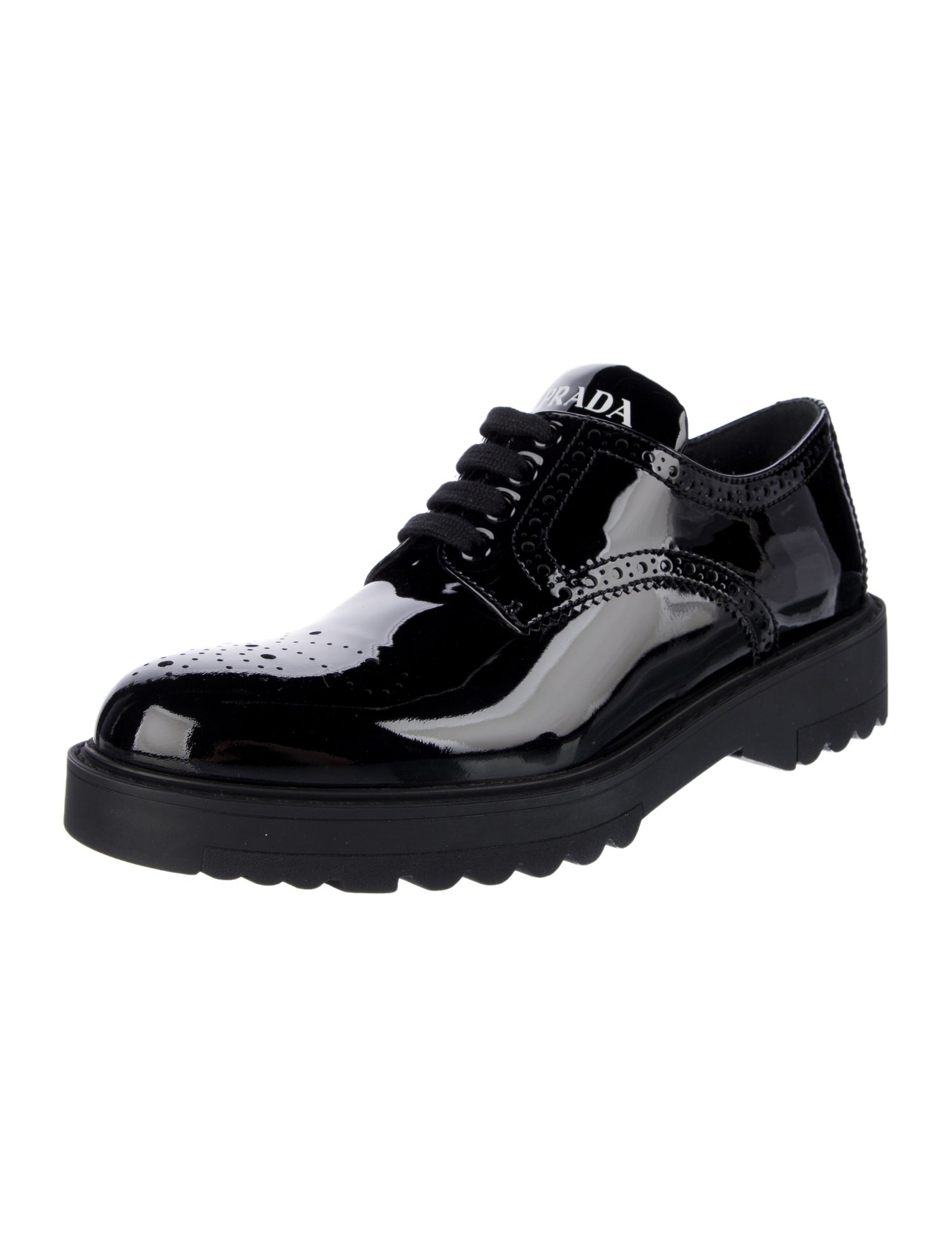 Prada Patent Leather Lasercut Accents Oxfords