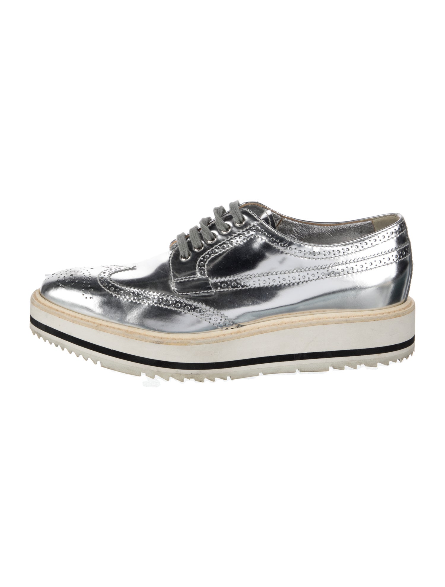 Prada Patent Leather Lasercut Accents Sneakers