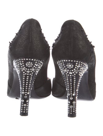 Prada Leather Crystal Embellishments D'Orsay Pumps