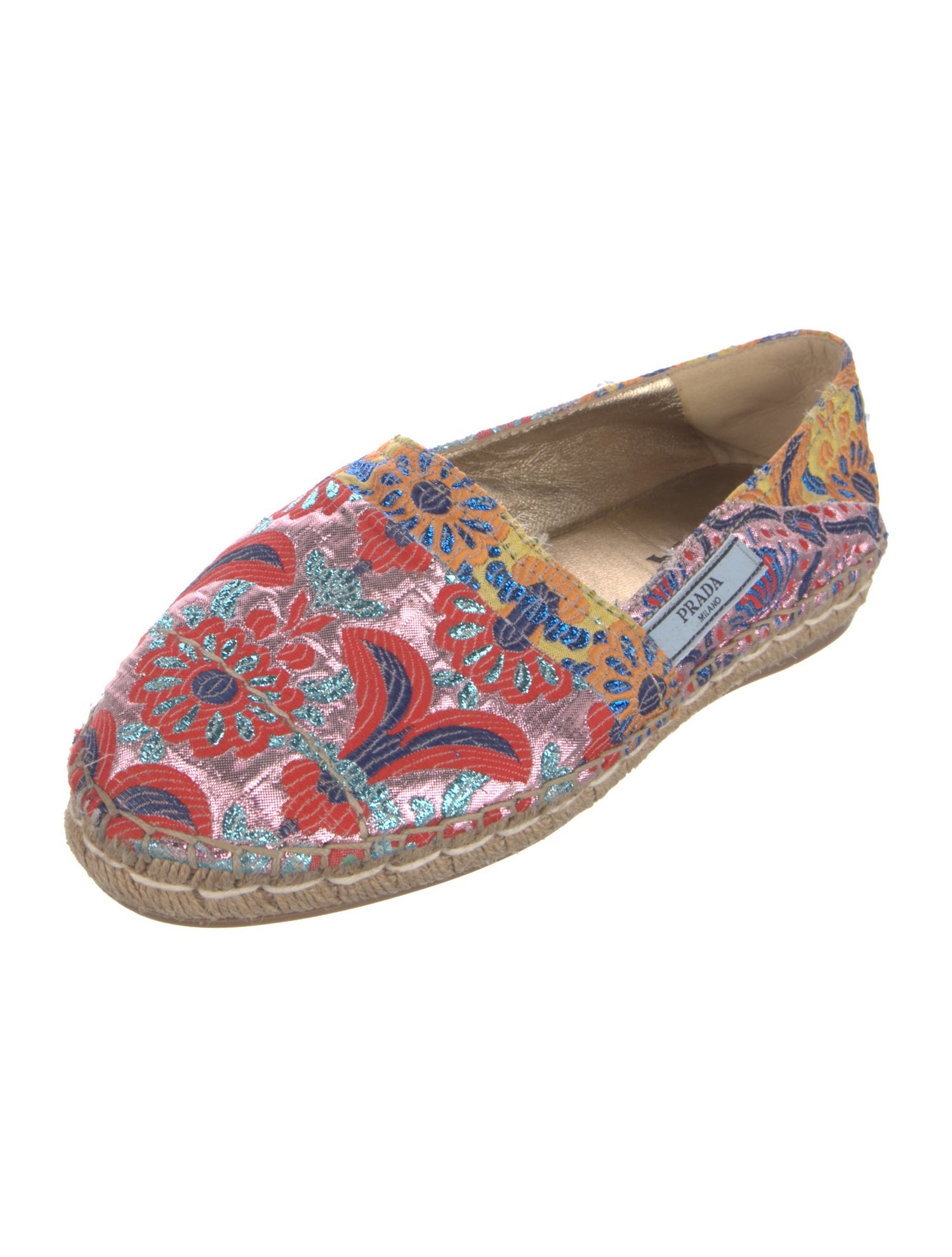Prada Printed Glitter Accents Espadrilles