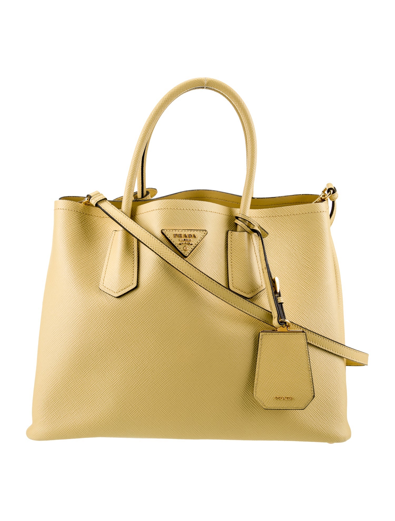 Prada Saffiano Cuir Leather Double Bag Medium