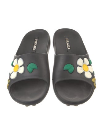 Prada Rubber Floral Print Slides