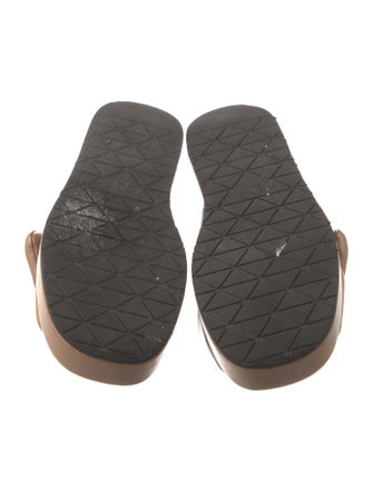 Prada Enameled Metal Triangle Leather Slingback Sandals