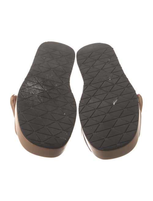 Prada Enameled Metal Triangle Leather Slingback Sandals