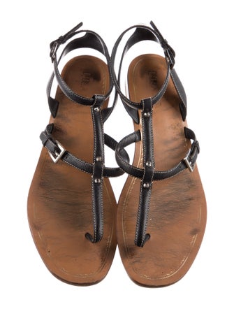 Prada Leather T-Strap Sandals