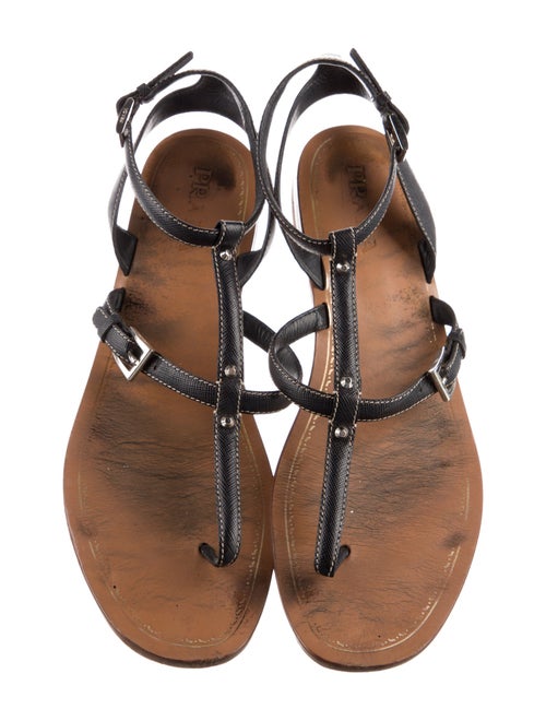 Prada Leather T-Strap Sandals
