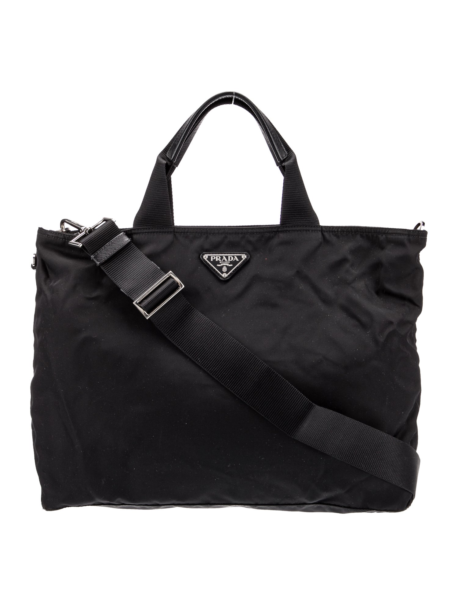 Prada Enameled Metal Triangle Messenger Bag