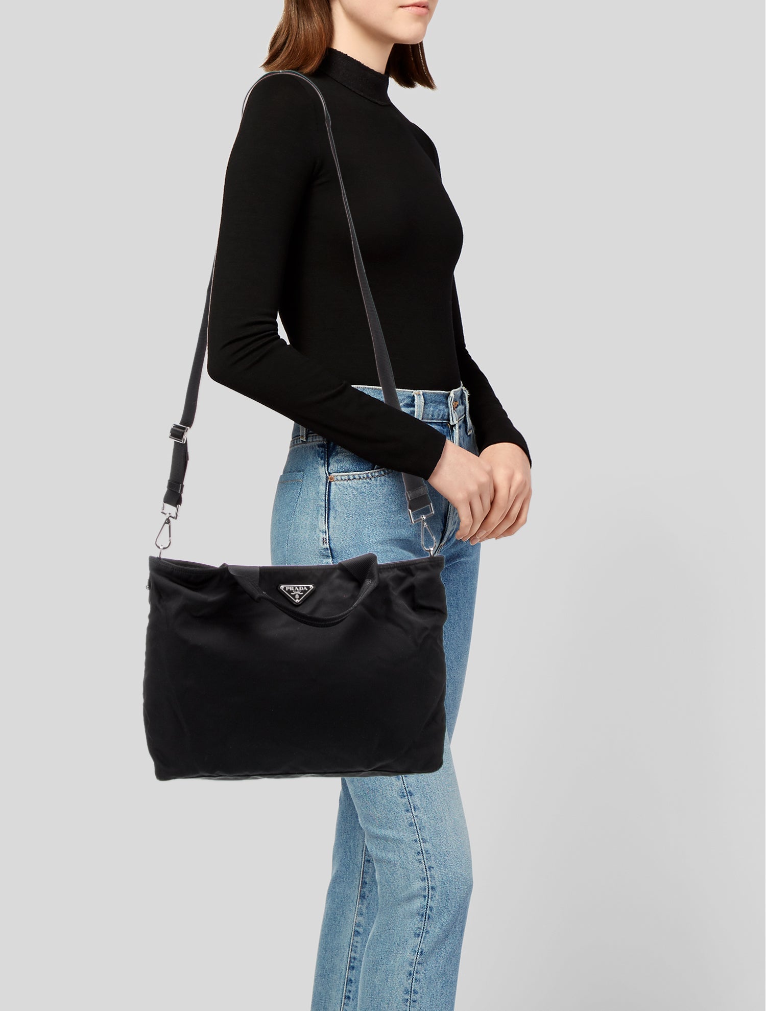 Prada Enameled Metal Triangle Messenger Bag