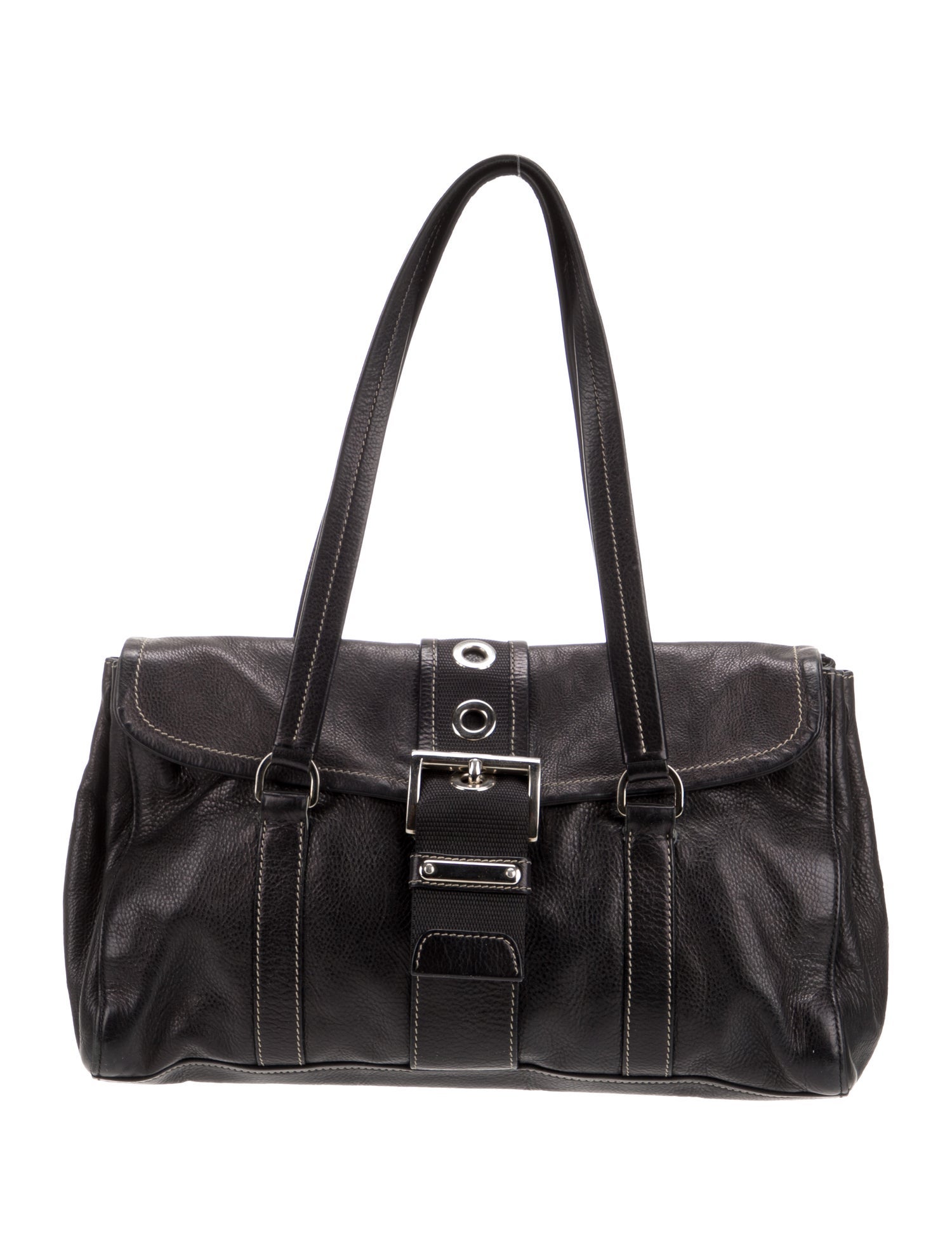 Prada Enameled Metal Triangle Shoulder Bag