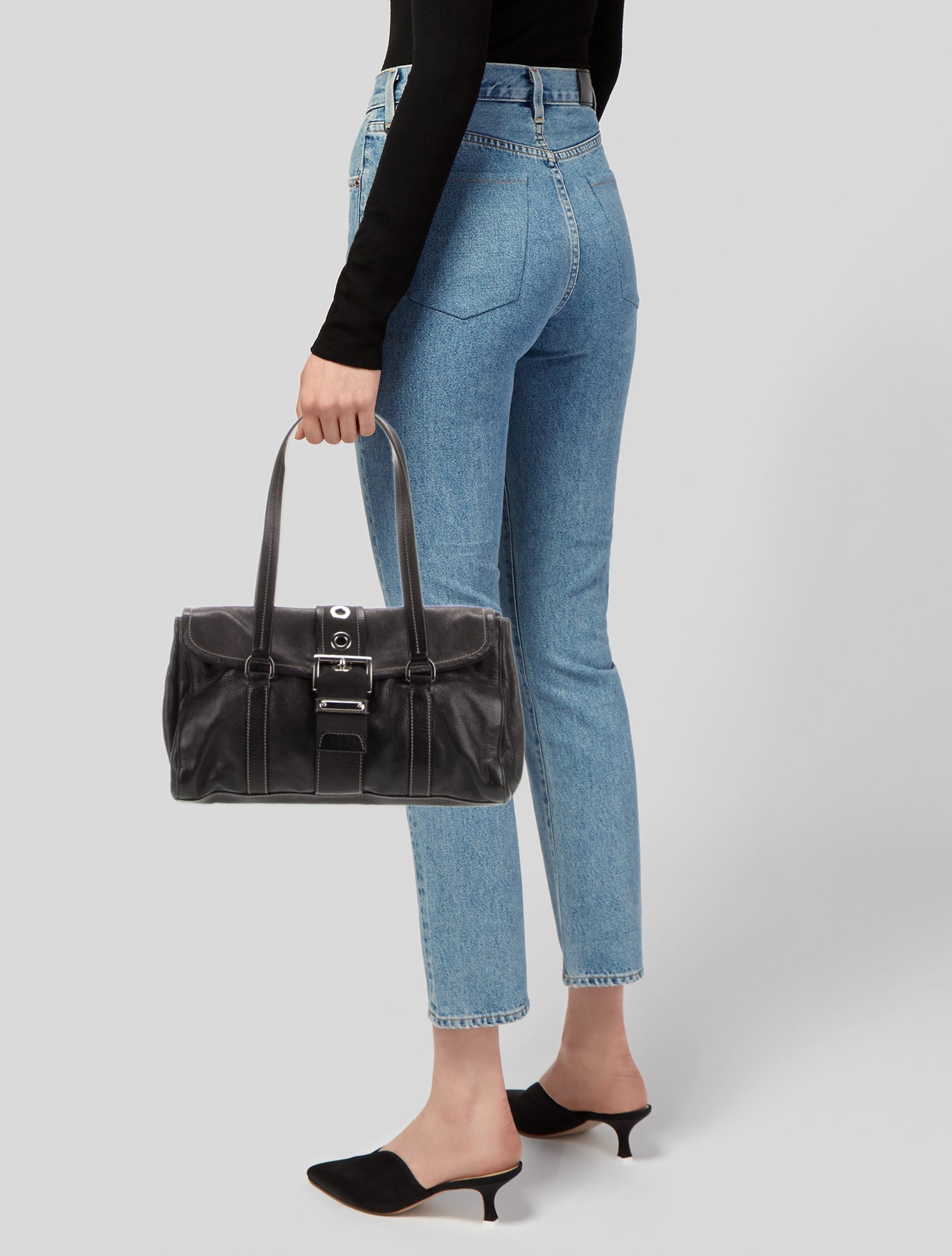 Prada Enameled Metal Triangle Shoulder Bag