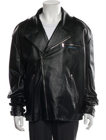 Prada Outerwear 2018 Leather Moto Jacket Us44, It54 | XXL