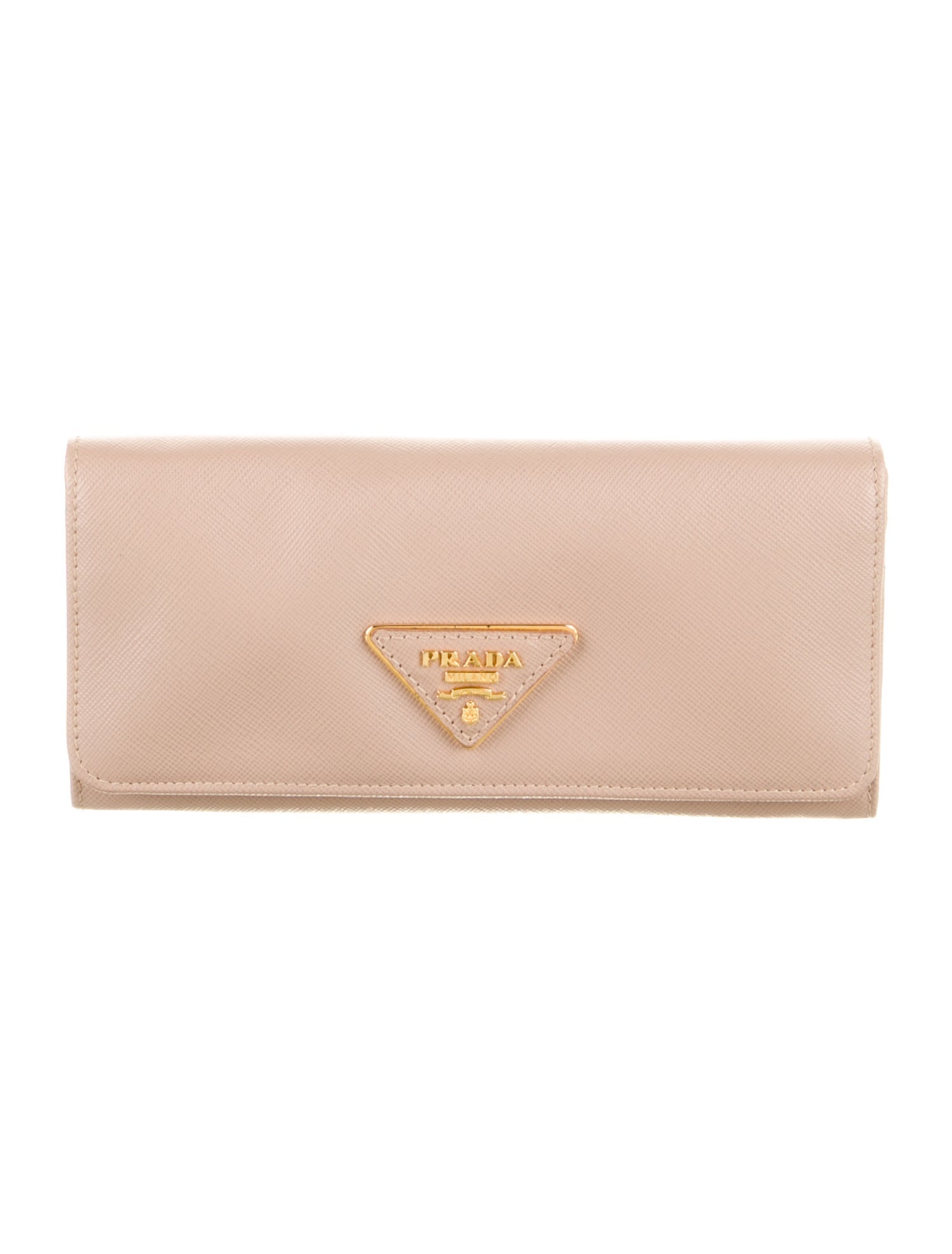 Prada Saffiano Triangle Leather Continental Wallet