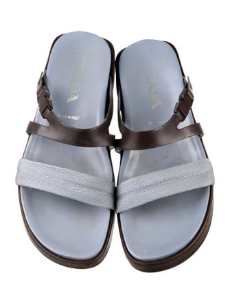 Prada Leather Cutout Accent Slides