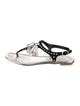 Prada Leather Colorblock Pattern T-Strap Sandals