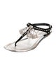 Prada Leather Colorblock Pattern T-Strap Sandals