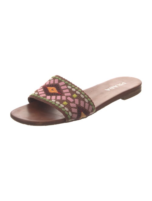 Prada Printed Embroidered Accent Slides