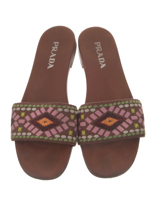 Prada Printed Embroidered Accent Slides