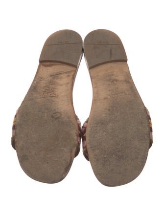 Prada Printed Embroidered Accent Slides