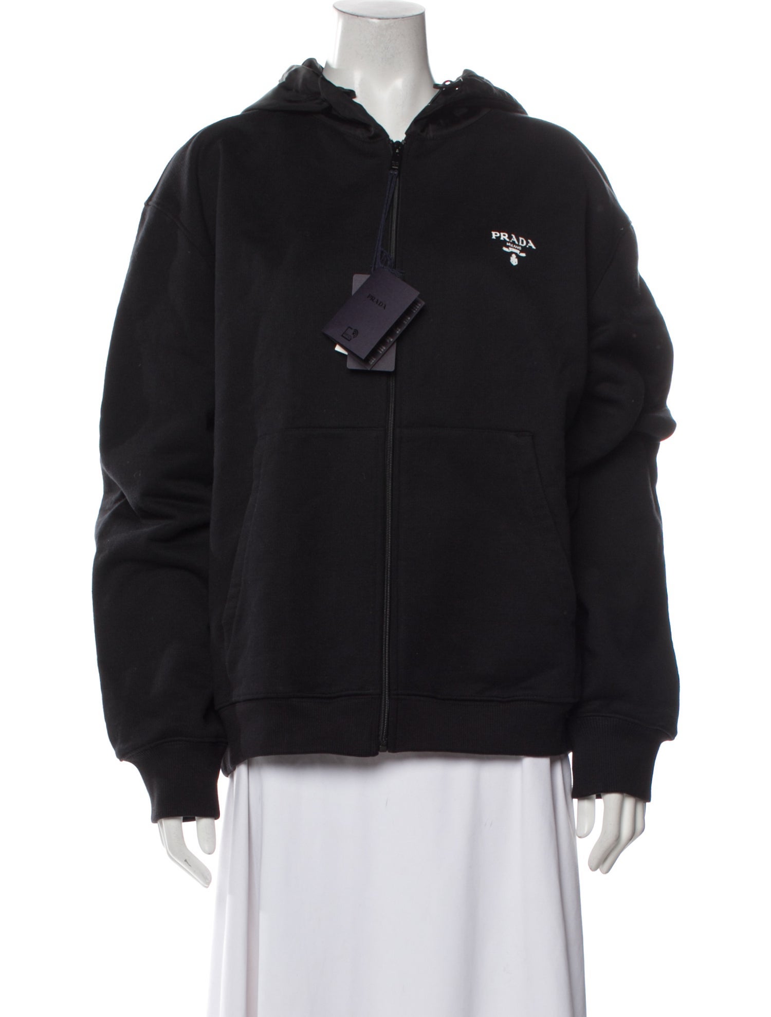 Prada 2021 Enameled Metal Triangle Hoodie w/ Tags