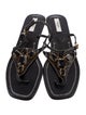 Prada Leather Crystal Embellishments T-Strap Sandals