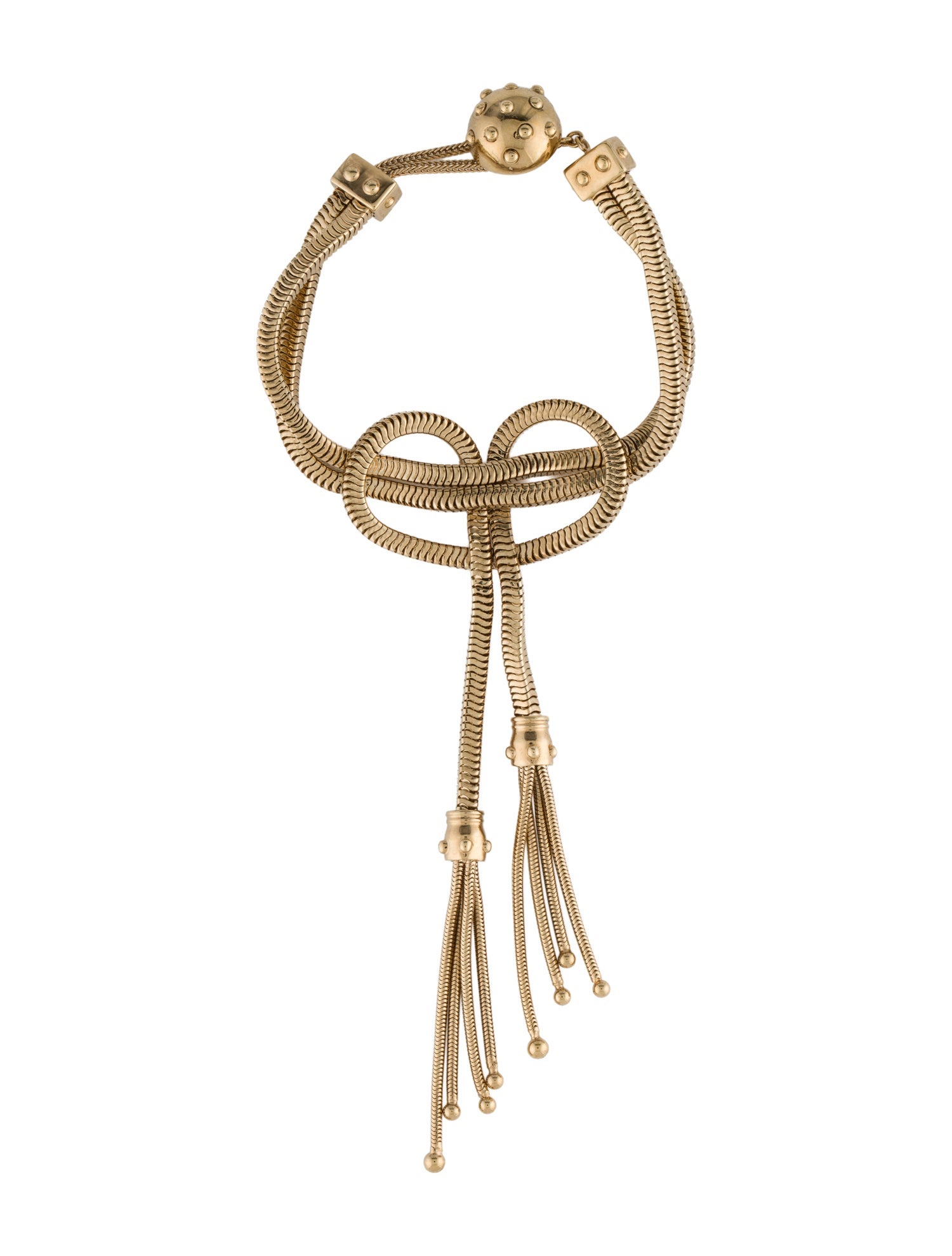 Prada Bow Tassel Double Strand Bracelet