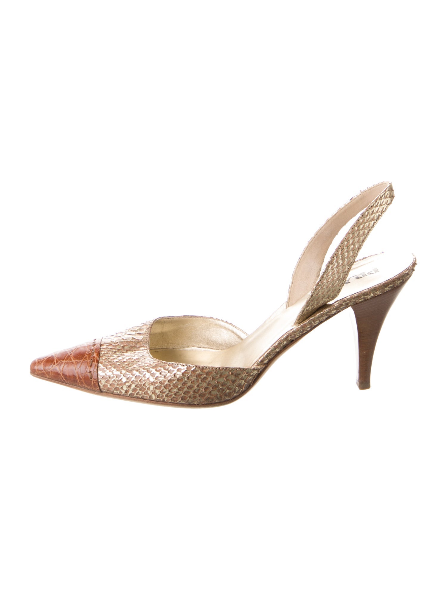 Prada Snakeskin Animal Print Slingback Pumps