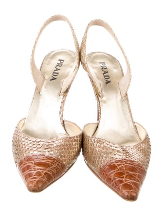 Prada Snakeskin Animal Print Slingback Pumps