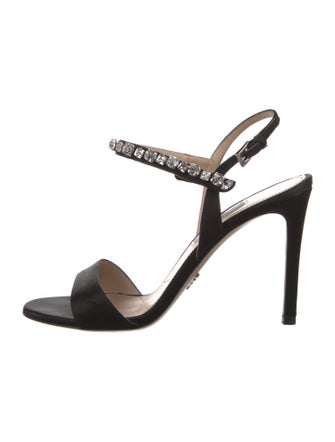 Prada Satin Crystal Embellishments Sandals