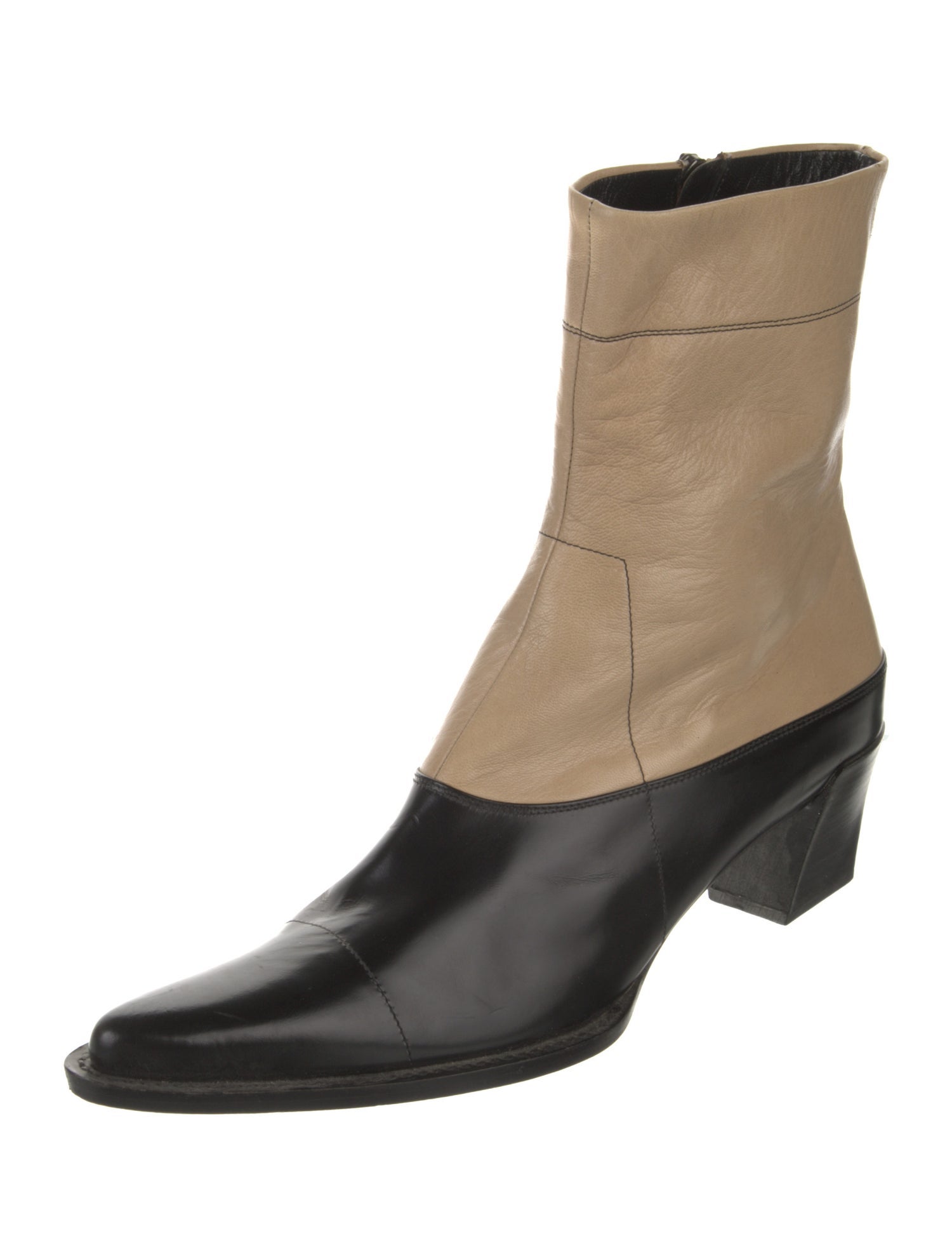 Prada Leather Colorblock Pattern Boots